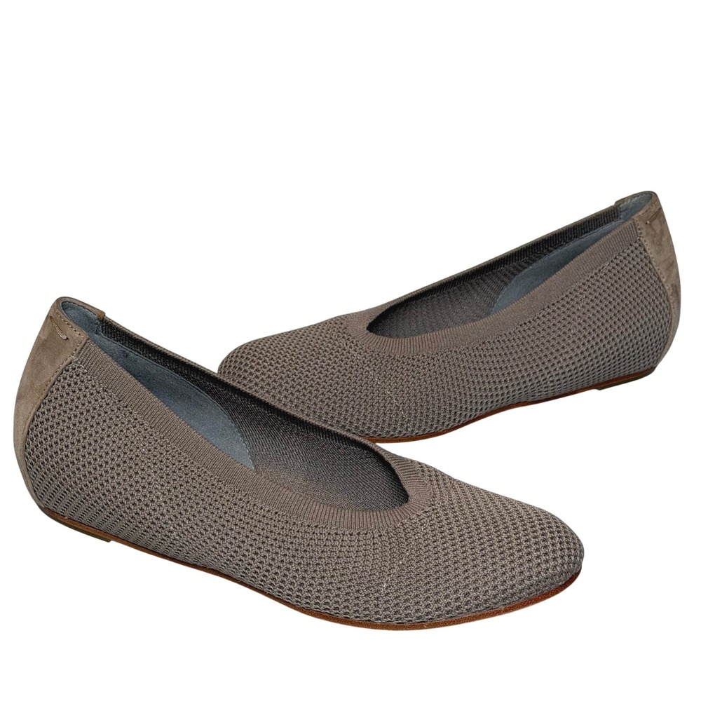 Eileen Fisher Una Hidden Wedge Ballet Flat Size 9 Taupe Woven Knit Comfort Shoes